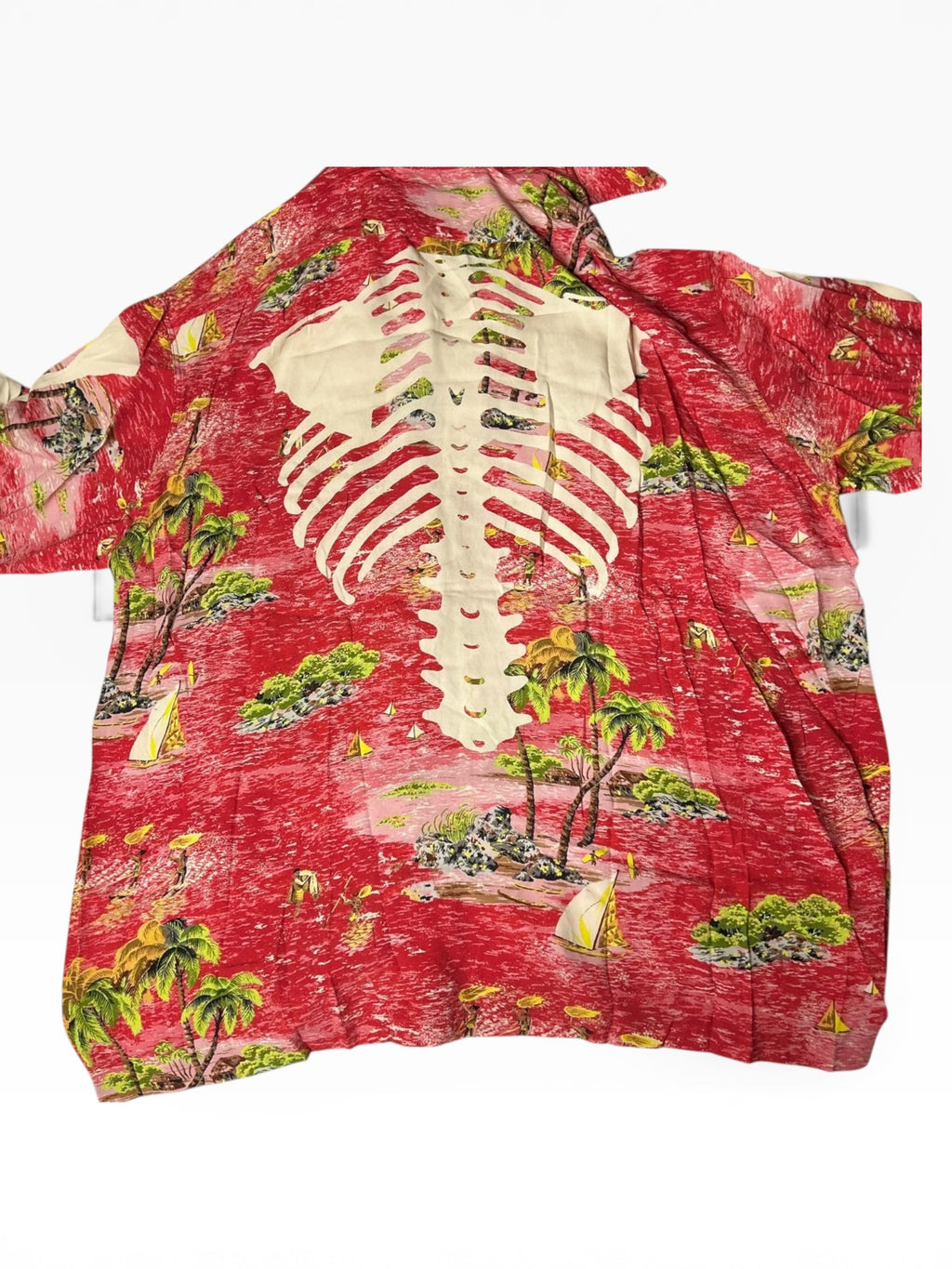 Kapital Rayon Kamehameha Bone Aloha Shirt(XXL)