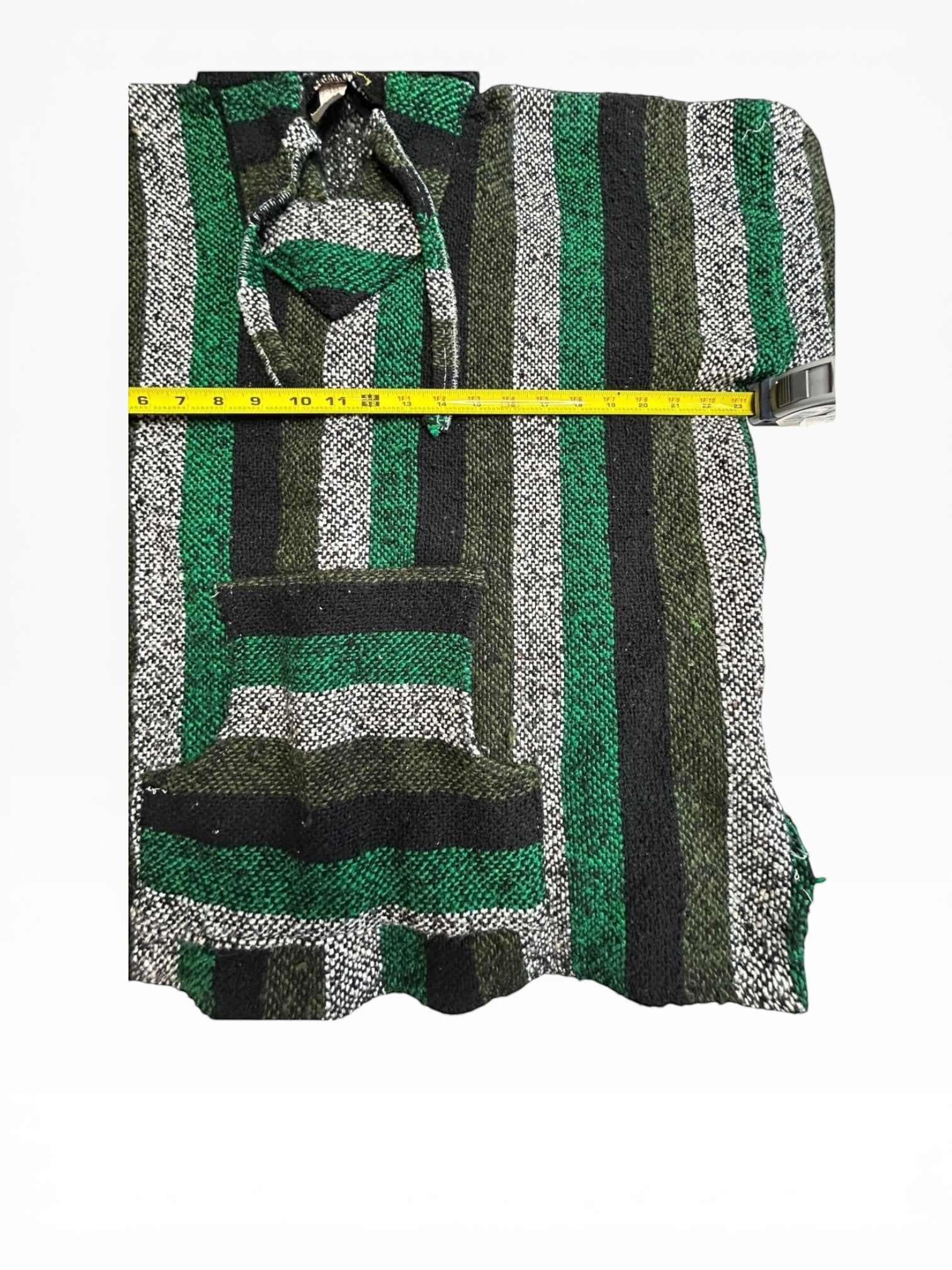 Green Stripe Mexican Baja Jerga Hoodie "drug rug"