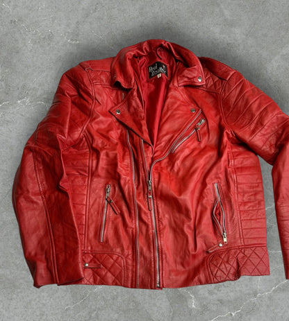 'Real Leathers' Red Leather Motto Jacket (L)