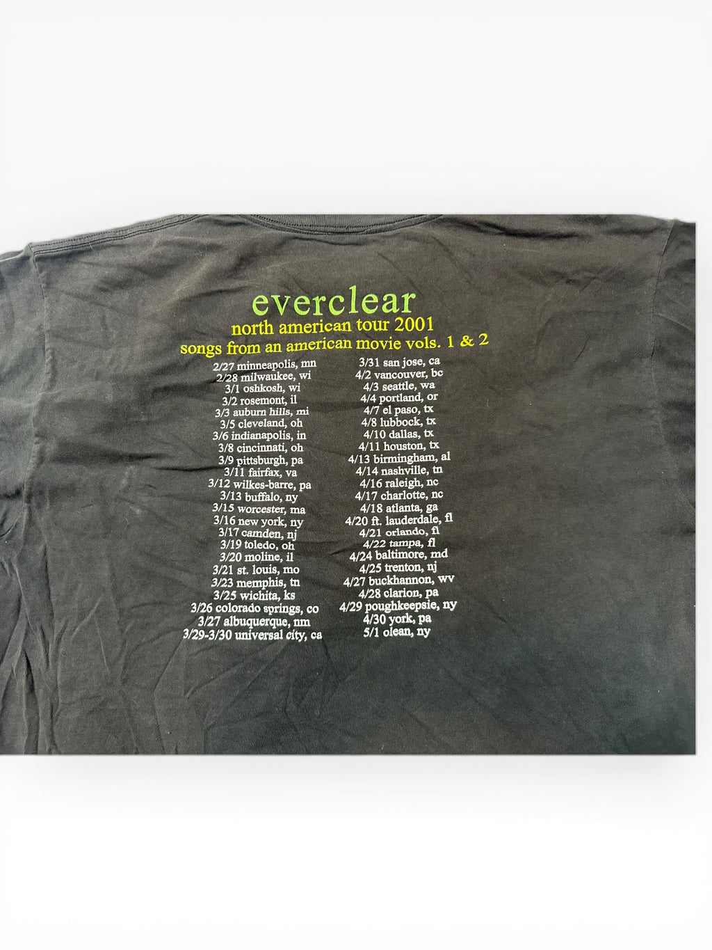 Everclear 2001 North American Tour Concert Tee (XL)