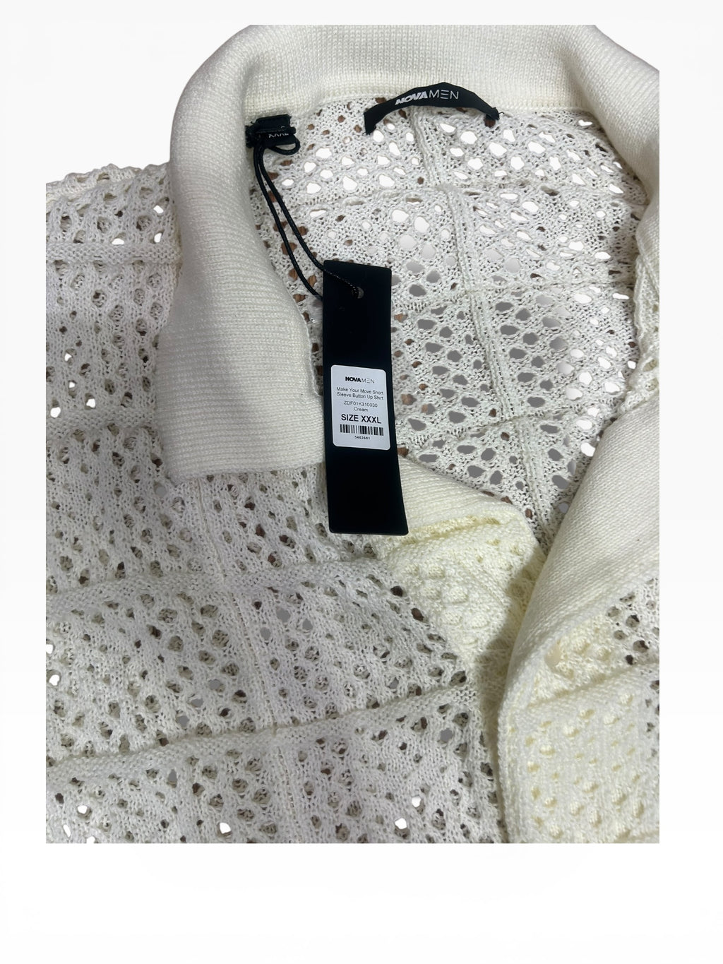 Fashion Nova Men Crochet Short Sleeve Button Down (XXXL)