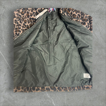 Urban Outfitters Leopard Sherpa Zip Up Jacket (M)