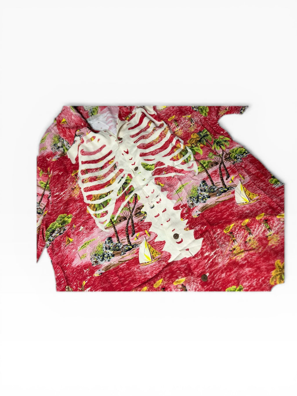 Kapital Rayon Kamehameha Bone Aloha Shirt(XXL)
