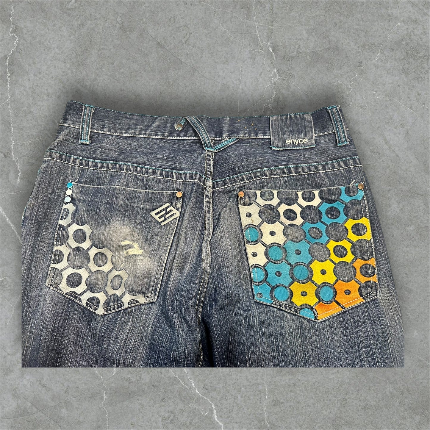 Enyce Baggy Embroidered patchwork Denim Jeans(38)