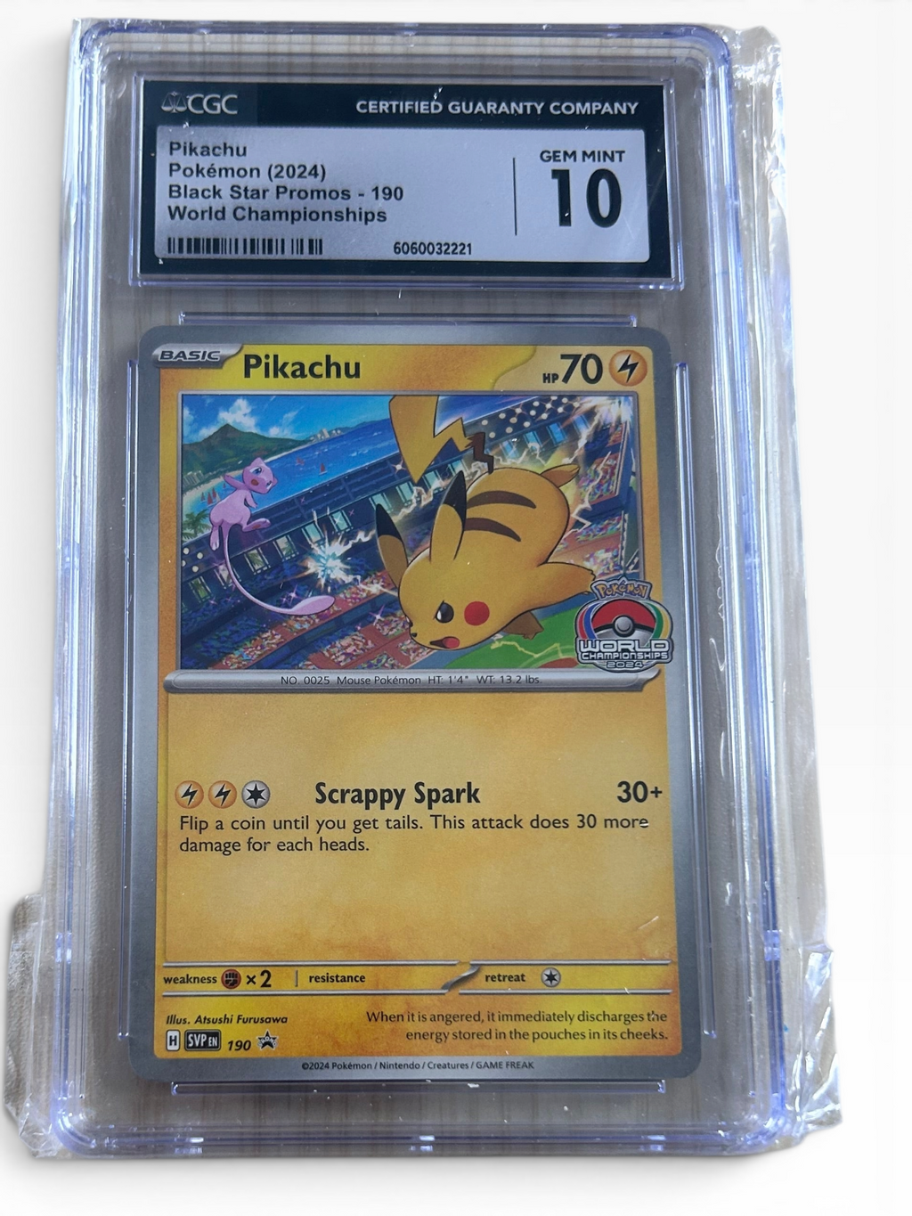 Pokemon 2024 Pikachu Black Star Promos 190 World Championship CGC 10
