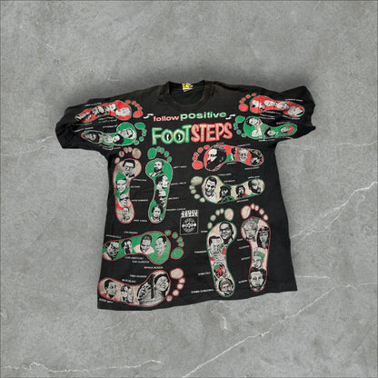 90s Kacy World Colors "Follow Positive Footsteps" Graphic Tee (XL)