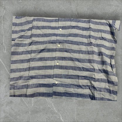 Onia’s Striped Seersucker Linen Short Sleeve Button Down (XXL)