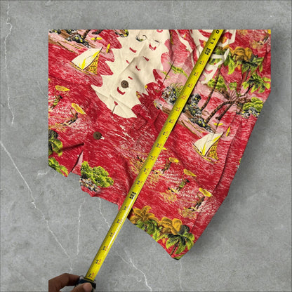 Kapital Rayon Kamehameha Bone Aloha Shirt(XXL)