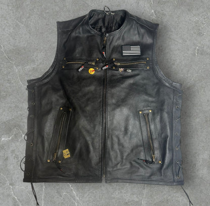 Jackets 4 Bikes Padded Motorcycle Leather Vest (XL)