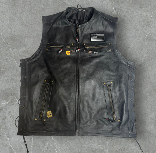 Jackets 4 Bikes Padded Motorcycle Leather Vest (XL)