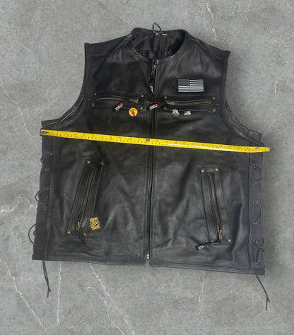 Jackets 4 Bikes Padded Motorcycle Leather Vest (XL)