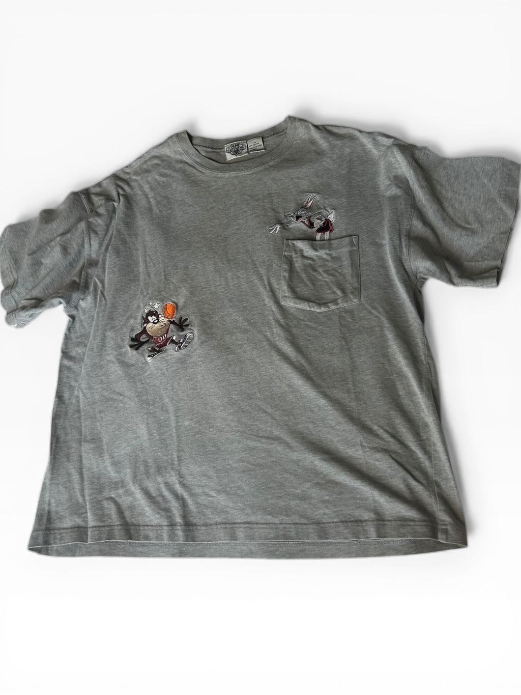 90s Embroidered Bugs Bunny & Taz Basketball Crop Tee(XL)