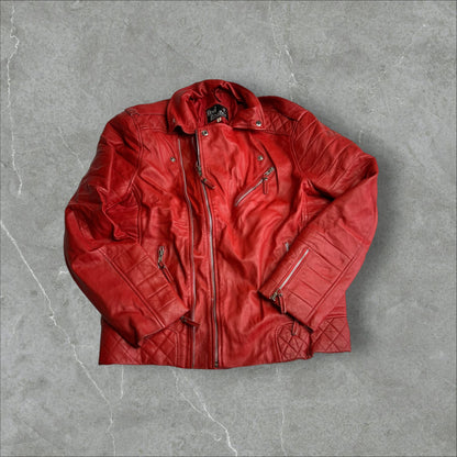 'Real Leathers' Red Leather Motto Jacket (L)