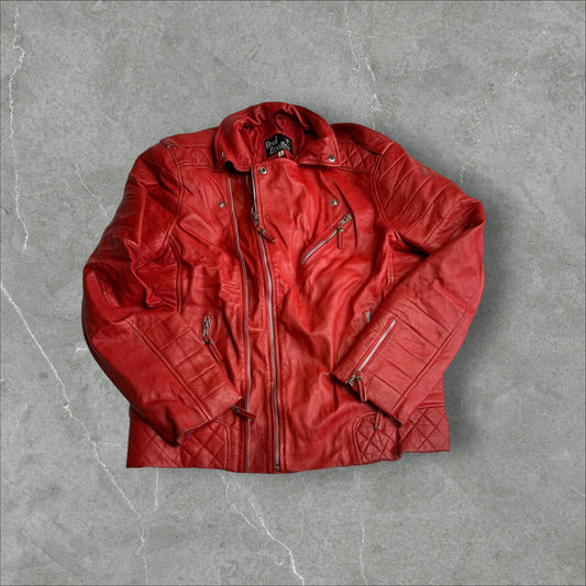 'Real Leathers' Red Leather Motto Jacket (L)