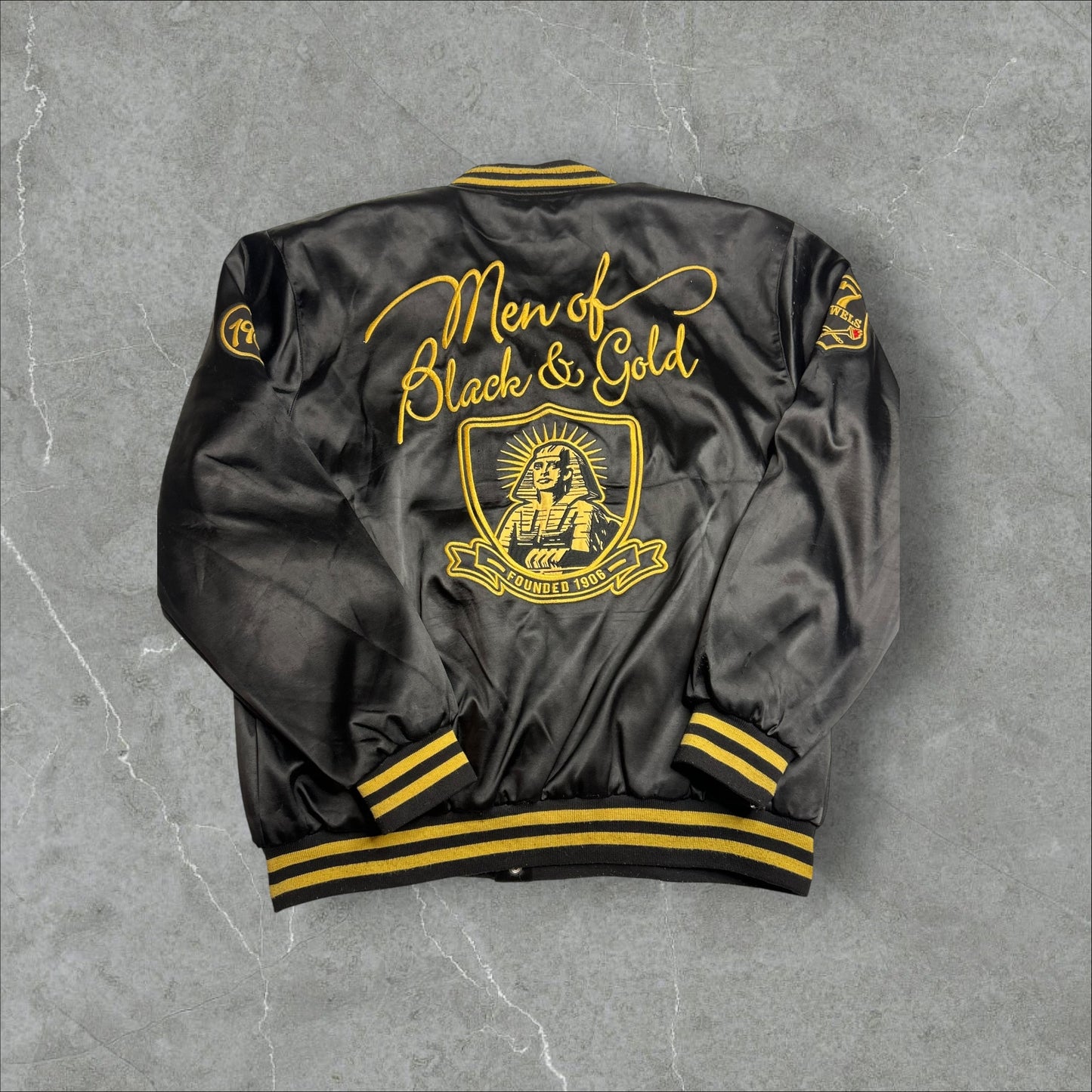 Men of Black and Gold Satin Jacket (XXL)