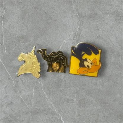 Unicorn , Camel & Road Runner Pin Set