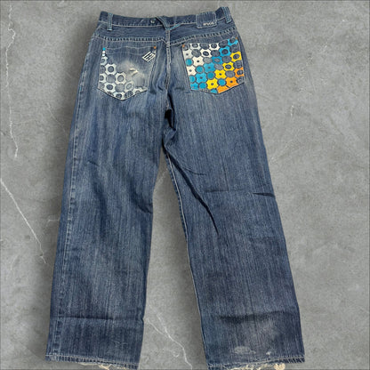 Enyce Baggy Embroidered patchwork Denim Jeans(38)