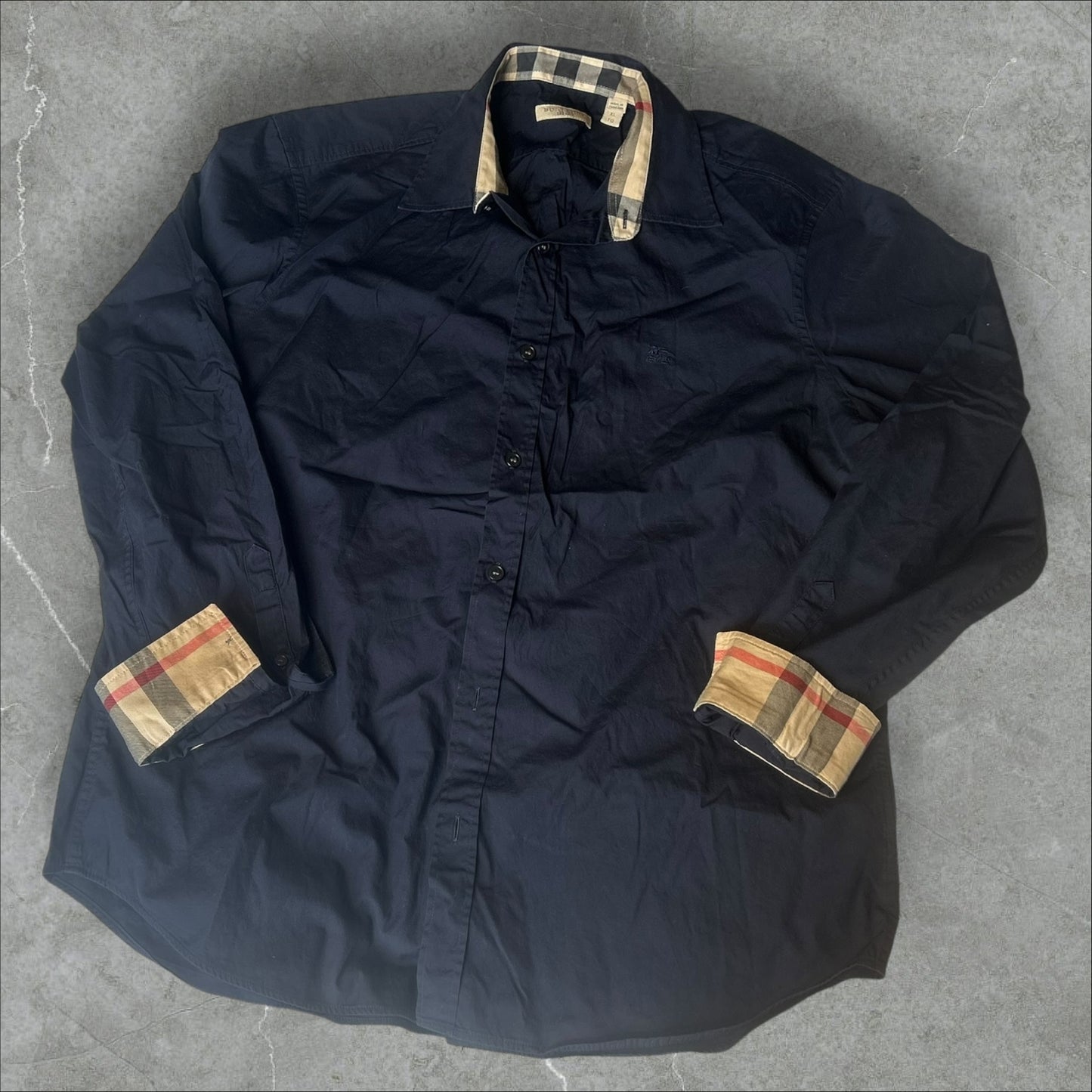 Burberry Brit Flip Cuff Navy Button Down (XL)