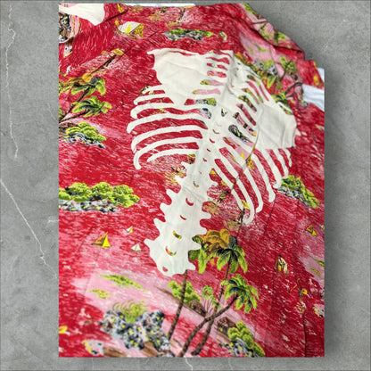 Kapital Rayon Kamehameha Bone Aloha Shirt(XXL)