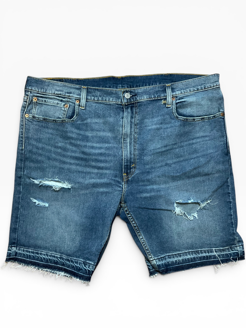 Levi 412 Cut Off Distress Denim Shorts (42)