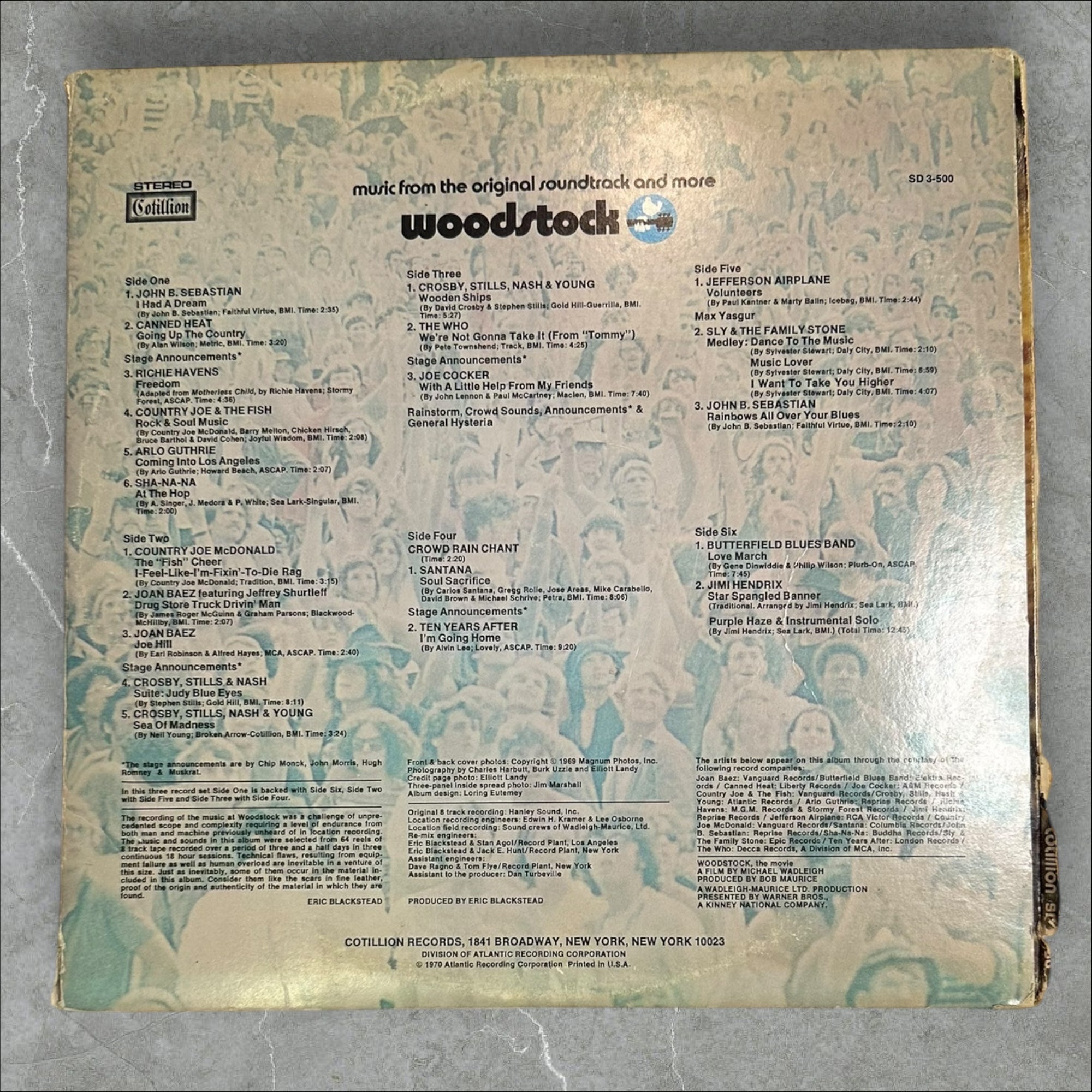 Woodstock  'Music From The Original Soundtrack And More' - 3 Record Set - 1970
