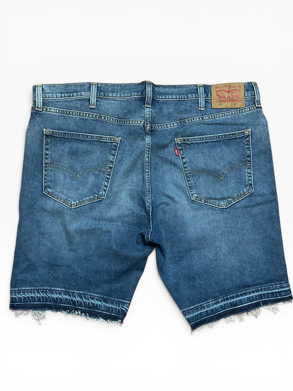 Levi 412 Cut Off Distress Denim Shorts (42)