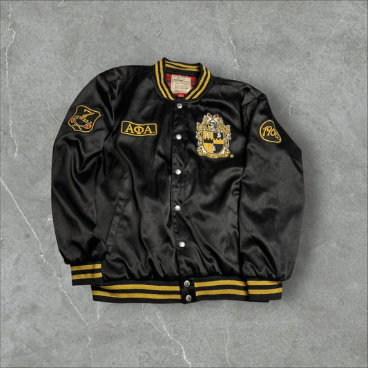 Men of Black and Gold Satin Jacket (XXL)