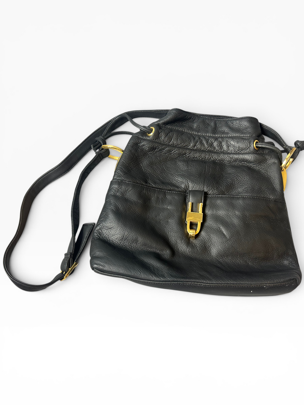 Vintage Tribbianno Black Leather Crossbody