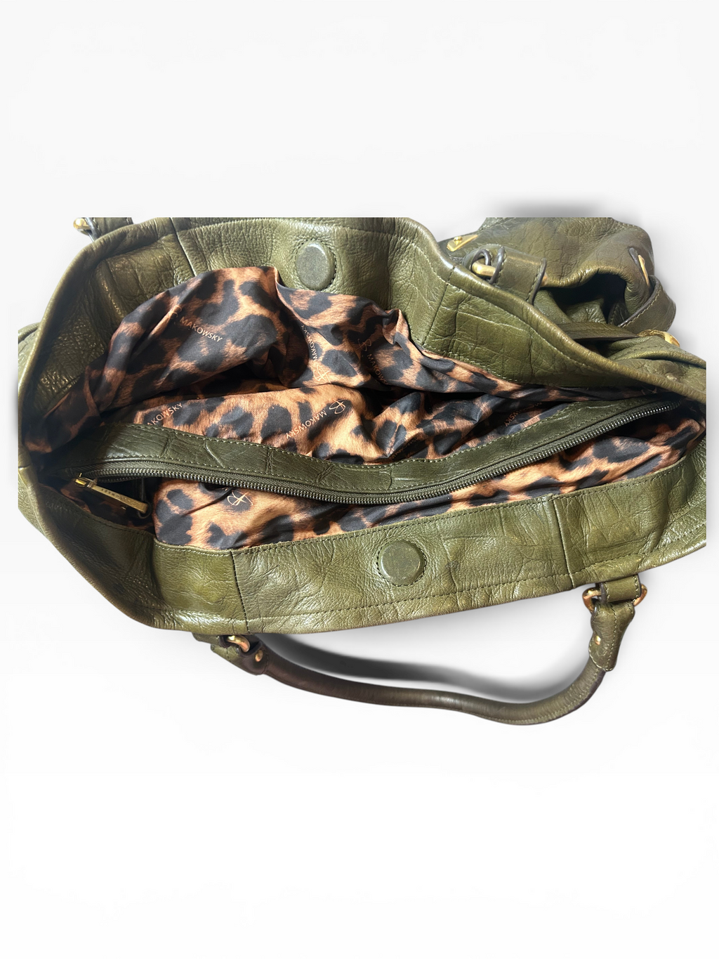 Vintage B. Masowsky Olive Green Leather Shoulder Bag