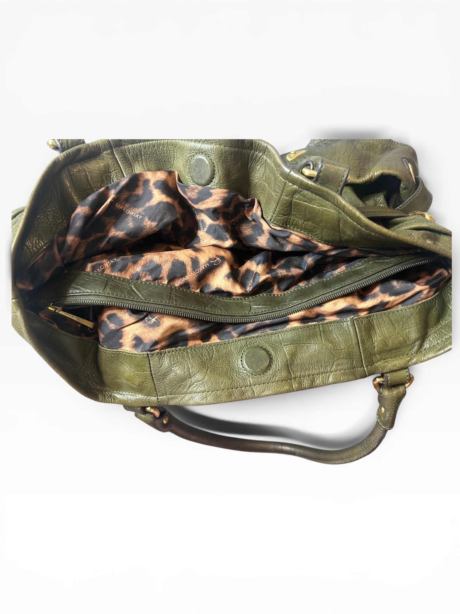 Vintage B. Masowsky Olive Green Leather Shoulder Bag