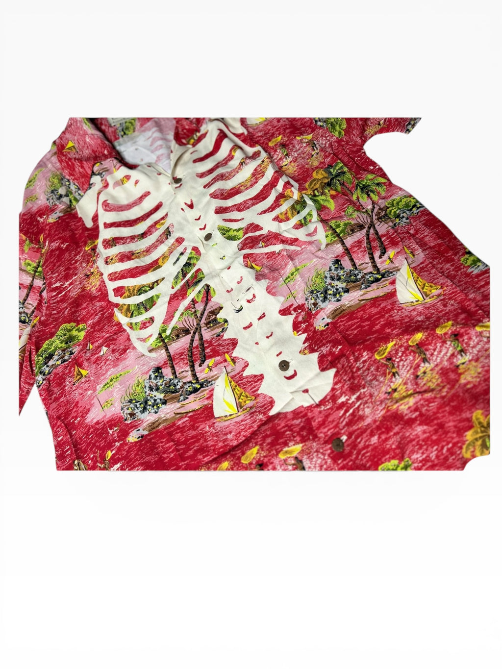 Kapital Rayon Kamehameha Bone Aloha Shirt(XXL)