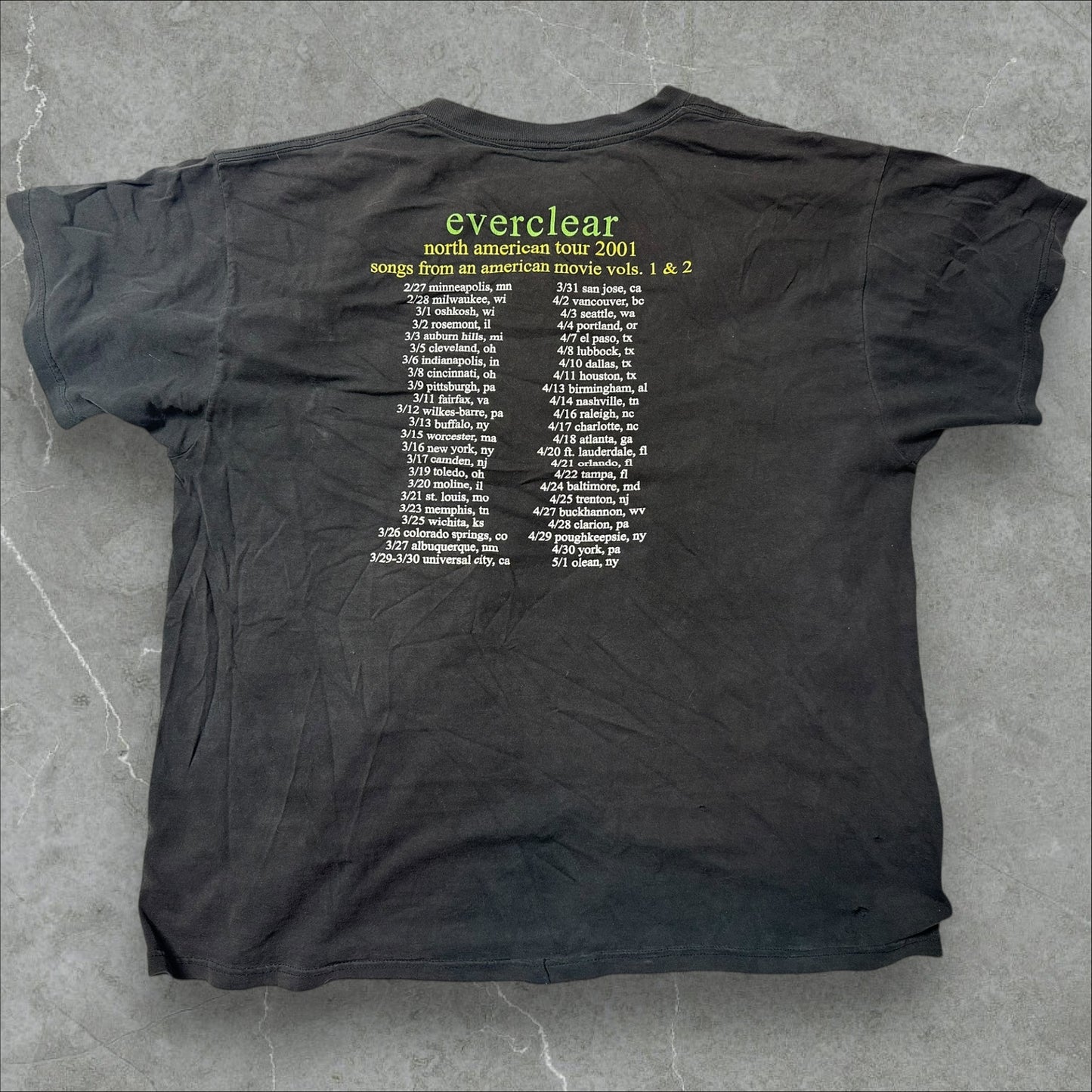 Everclear 2001 North American Tour Concert Tee (XL)