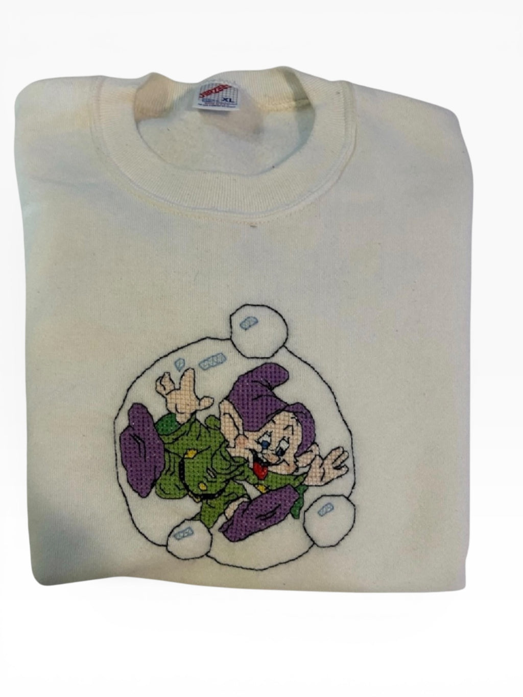 Embroidered Doopey Seven Dwarfs Crew Neck Pullover (XL)