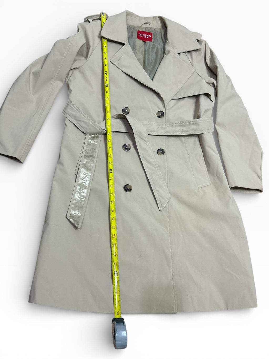 Guess Beige Double-Breasted Trench Coat ( L)