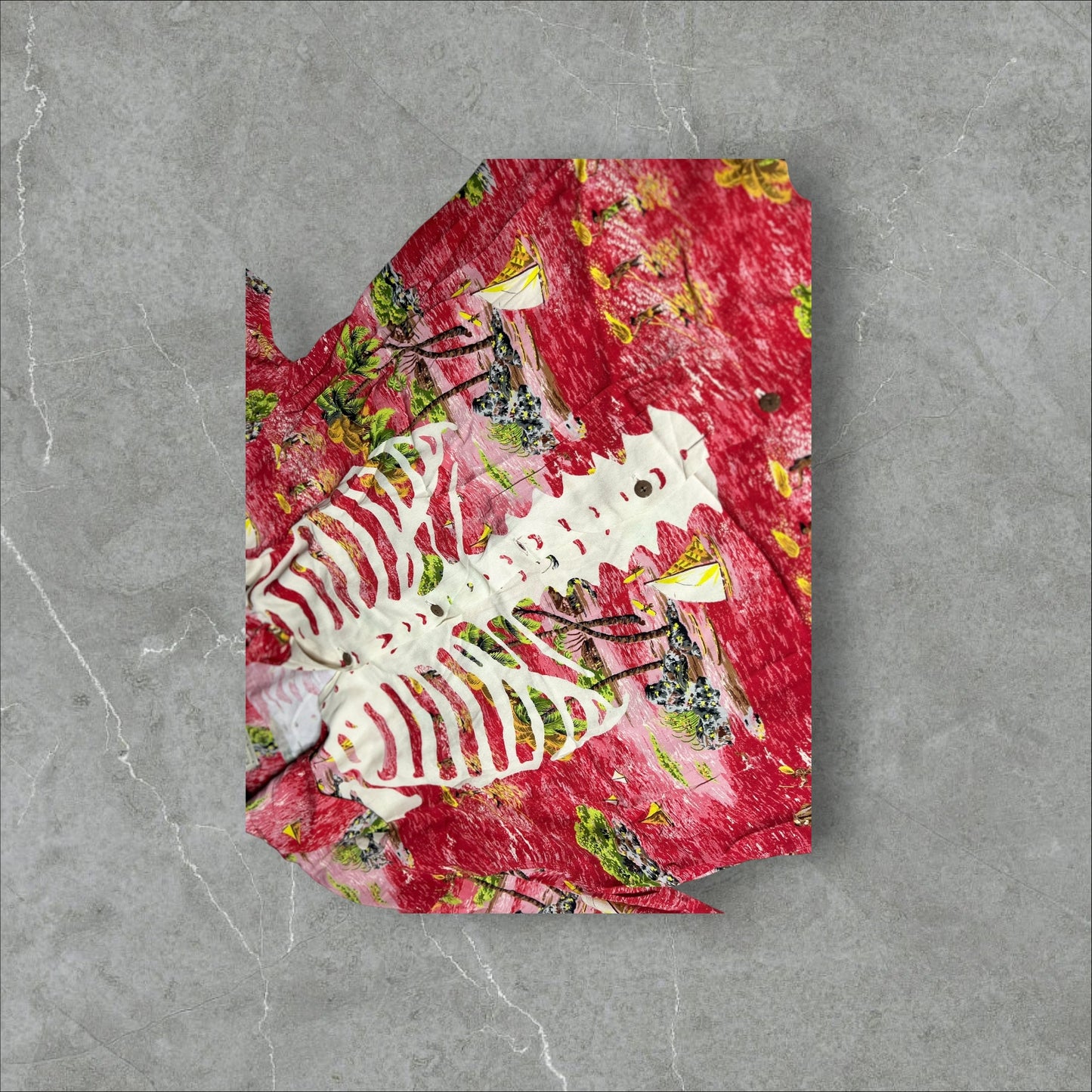 Kapital Rayon Kamehameha Bone Aloha Shirt(XXL)