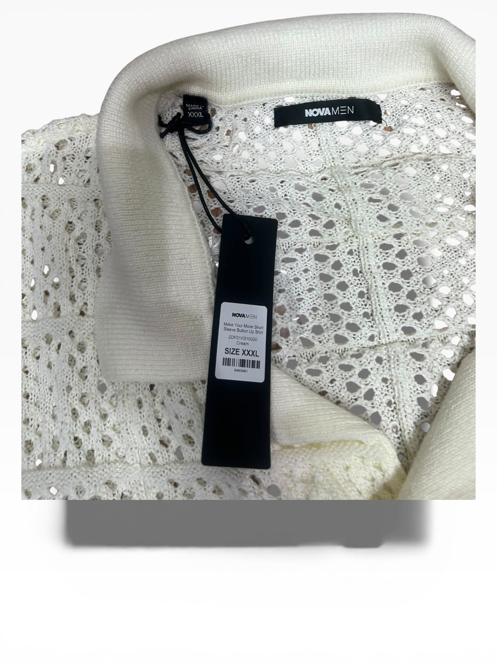 Fashion Nova Men Crochet Short Sleeve Button Down (XXXL)