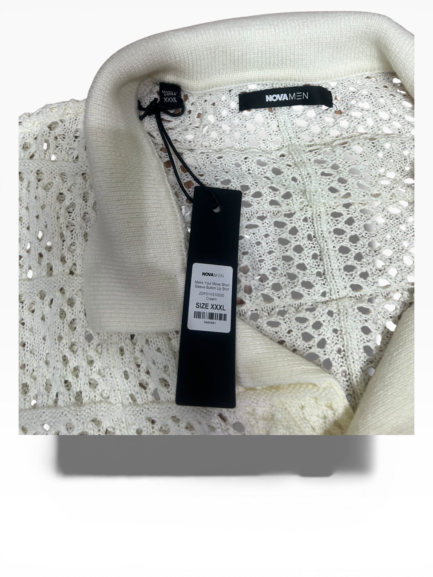 Fashion Nova Men Crochet Short Sleeve Button Down (XXXL)