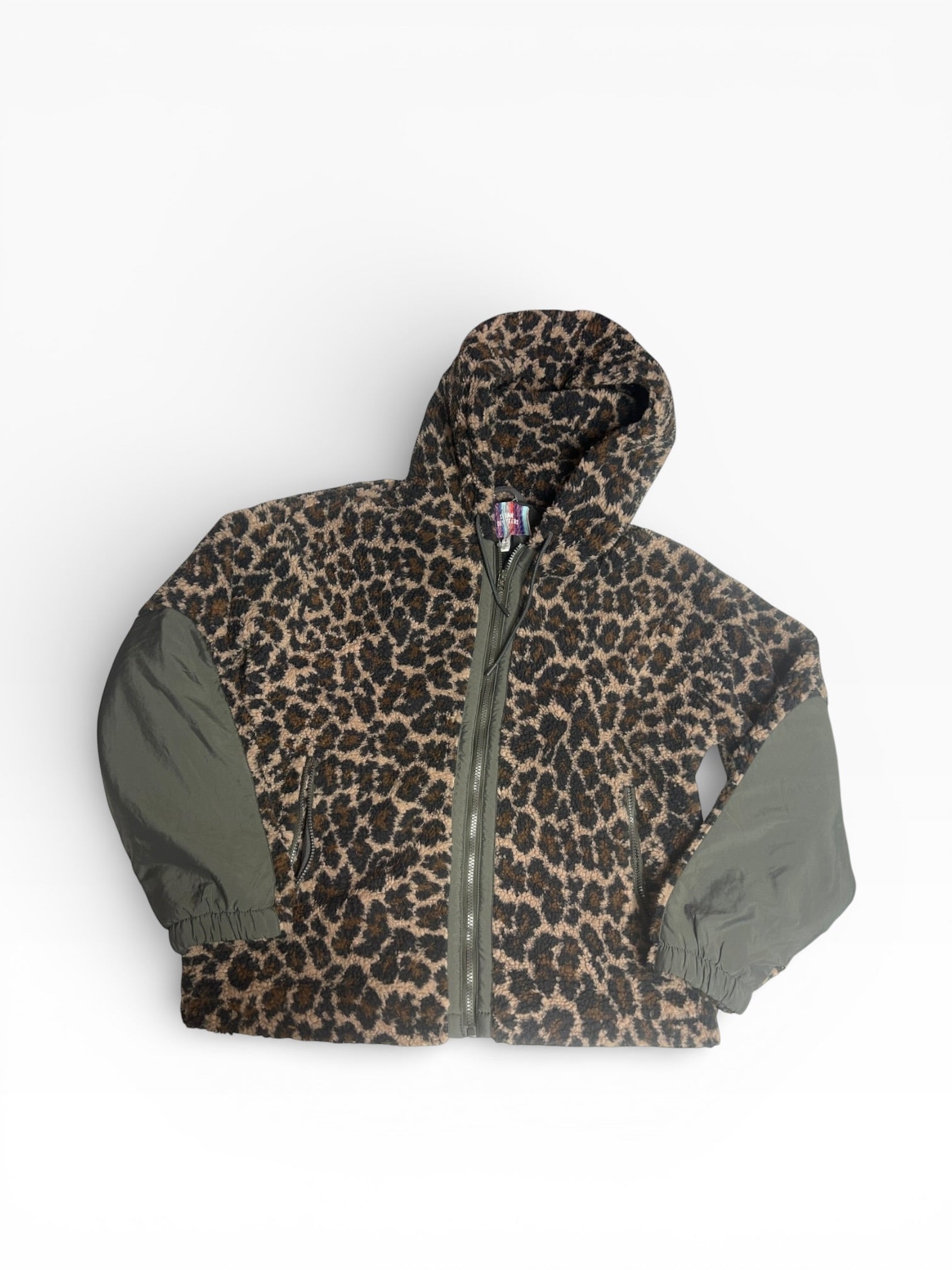 Urban Outfitters Leopard Sherpa Zip Up Jacket (M)