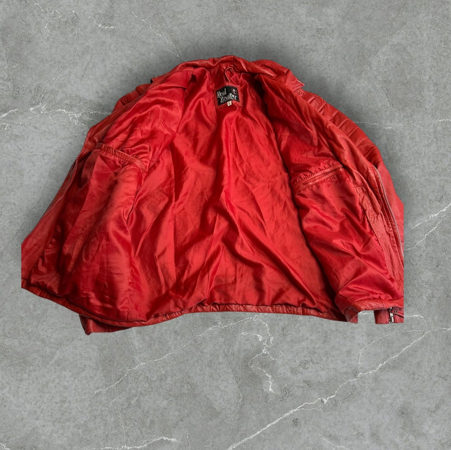 'Real Leathers' Red Leather Motto Jacket (L)