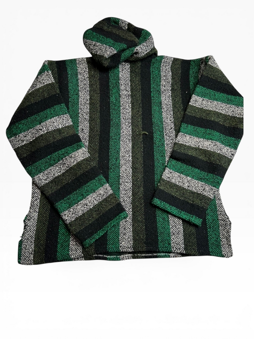 Green Stripe Mexican Baja Jerga Hoodie "drug rug"