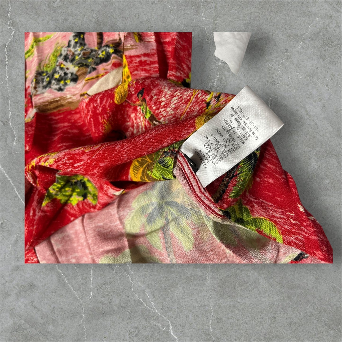 Kapital Rayon Kamehameha Bone Aloha Shirt(XXL)