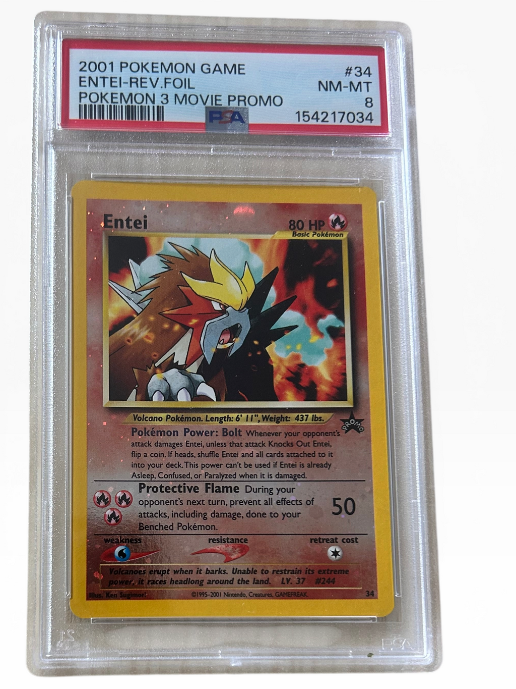 Pokemon- 2001 Entei-rev  Foil Pokemon 3 Movie Promo PSA 8