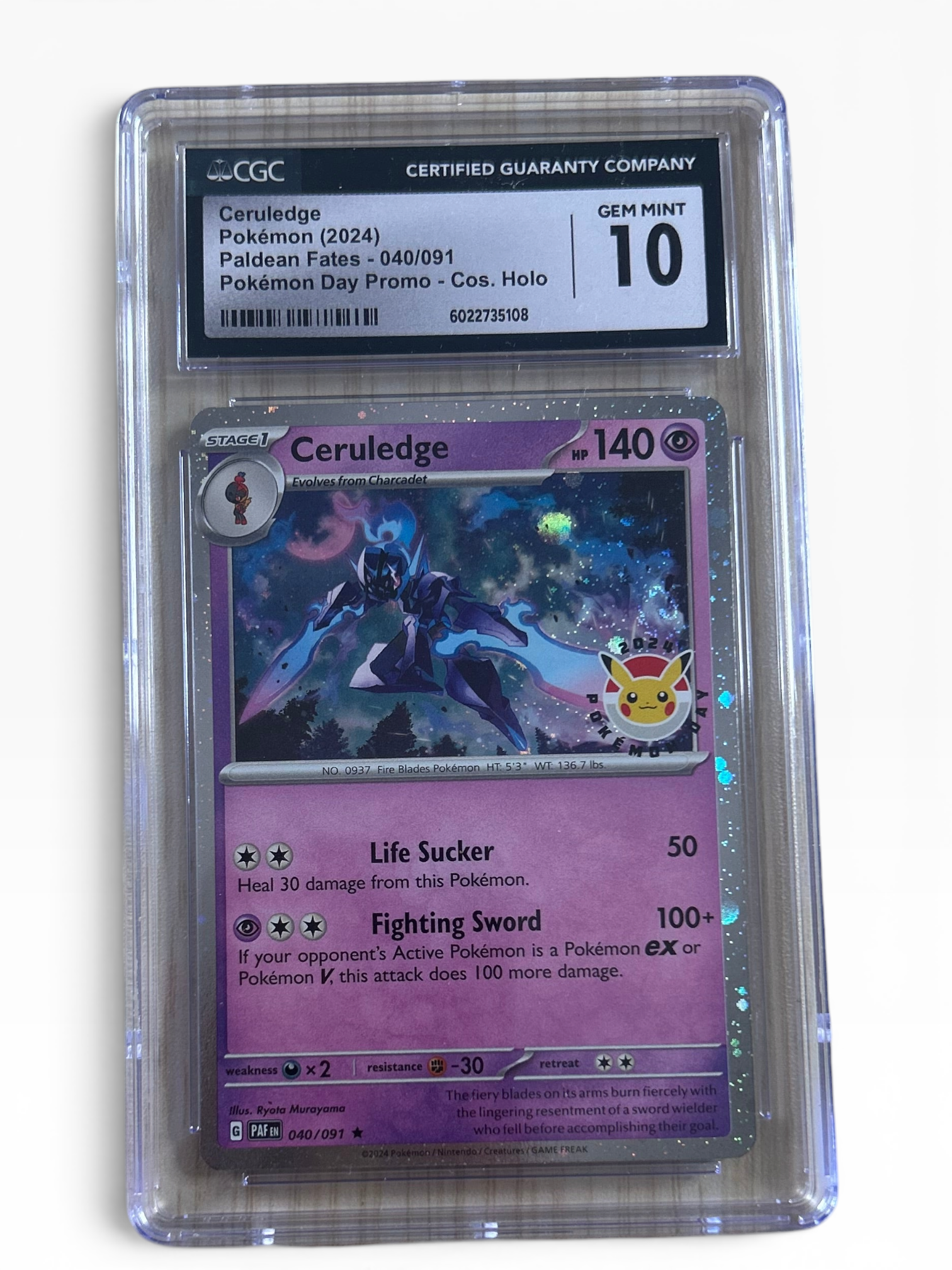 Ceruledge Pokemon Day Promo Holo Trading Card CGC 10