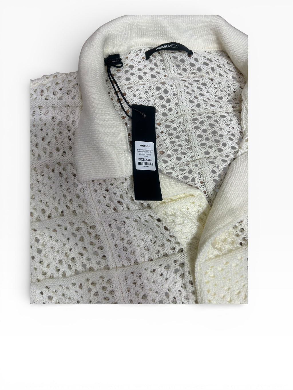 Fashion Nova Men Crochet Short Sleeve Button Down (XXXL)