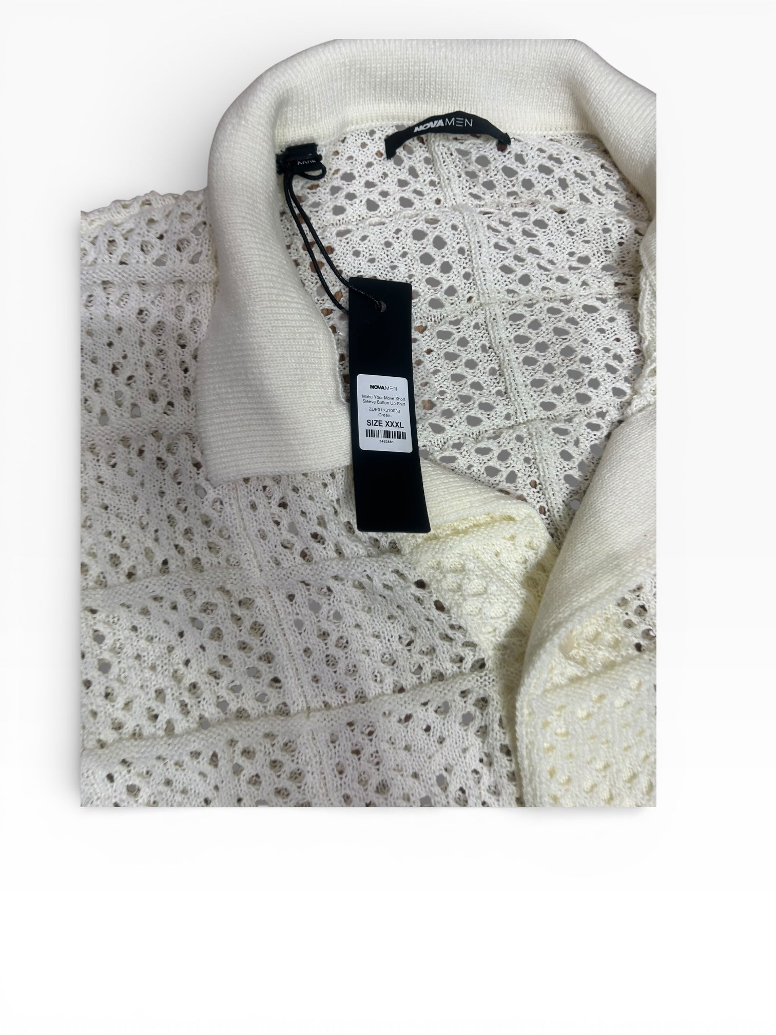 Fashion Nova Men Crochet Short Sleeve Button Down (XXXL)