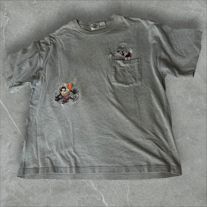 90s Embroidered Bugs Bunny & Taz Basketball Crop Tee(XL)