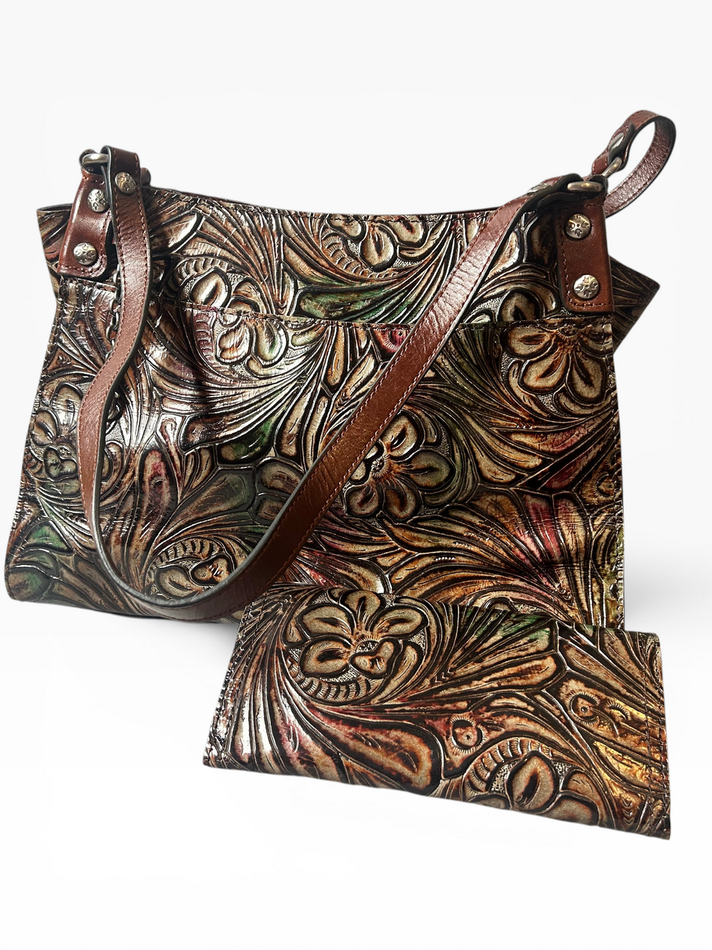Patricia Nash Metallic Tobacco Fields Romina Bag
