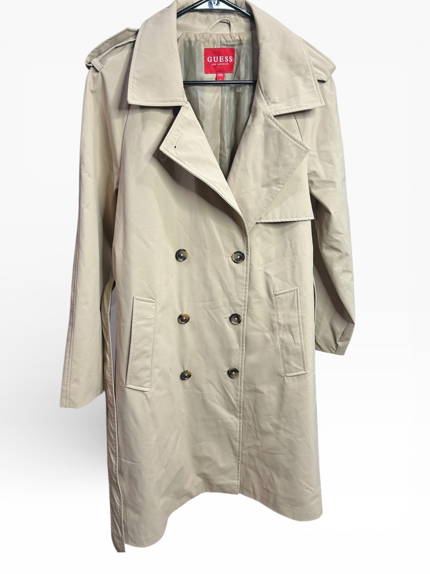 Guess Beige Double-Breasted Trench Coat ( L)