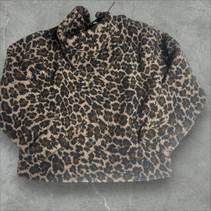 Urban Outfitters Leopard Sherpa Zip Up Jacket (M)