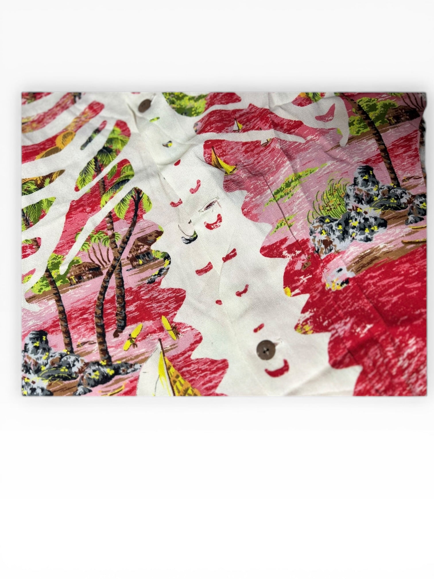Kapital Rayon Kamehameha Bone Aloha Shirt(XXL)